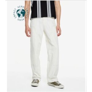 Aeropostale Relaxed Carpenter Jeans 30x34 Cream Y2K Utility Skater Straight Leg